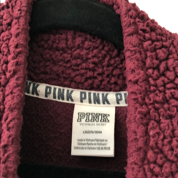 🍷ONE DAY SALE🍷 VS PINK Maroon Sherpa Pullover - Picture 7 of 7